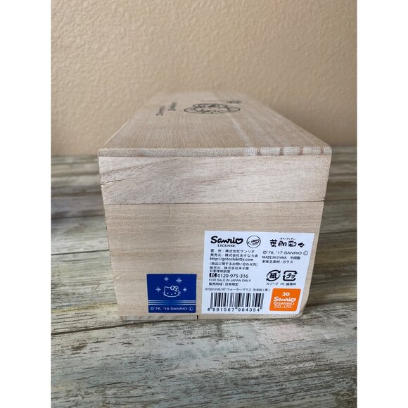 Hello Kitty Edo Kiriko Champagne Glass Blue w/ Wooden Box Sanrio Japan 2017 - Picture 9 of 12